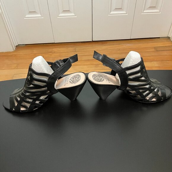Vince Camuto Black Leather Sandals 10M NWOT/NWOB - Picture 1 of 10